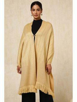 Soch - Womens Beige Acrylic Woven Design Shawl