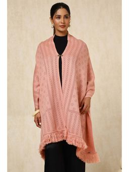 Soch - Womens Peach Acrylic Woven Design Shawl