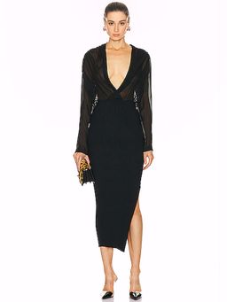 ALAIA - Long Sleeve Dress in Noir ALAIA