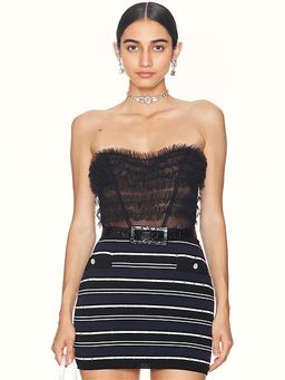 Alessandra Rich - Ruched Tulle Bustier Top