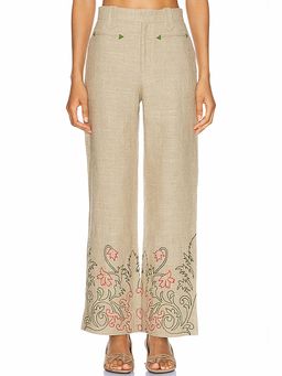 BODE - Embroidered Trumpet Flower Murphy Trouser
