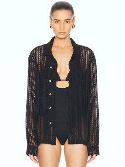 BODE - Meandering Lace Long Sleeve Shirt