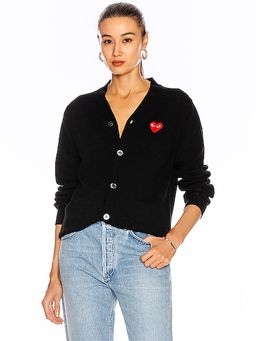 COMME des GARCONS PLAY - Wool Red Heart Emblem Cardigan