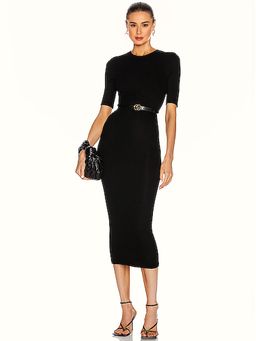 Enza Costa - Silk Rib Half Sleeve Crew Midi Dress