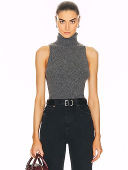 Enza Costa - Rib Sleeveless Turtleneck Sweater