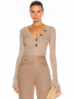 Enza Costa - Cashmere Long Sleeve Cuffed Henley Top