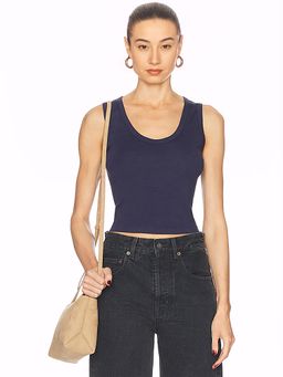Enza Costa - Supima Rib Baby Cropped Fitted U Tank Top