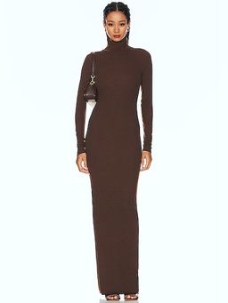 Eterne - Long Sleeve Turtleneck Maxi Dress