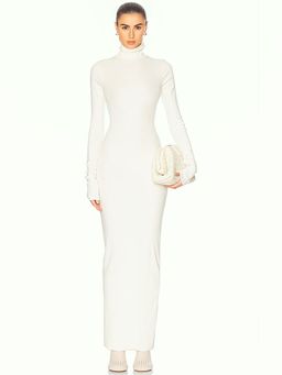 Eterne - Long Sleeve Turtleneck Maxi Dress