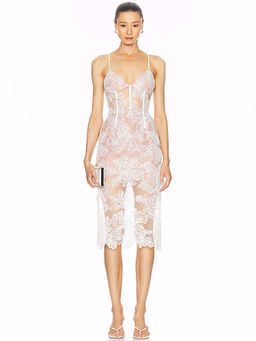 fleur du mal - Sequin Floral Embroidered Midi Dress
