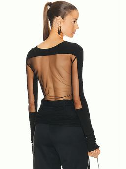 Grace Ling - Square Sheer Cut Out Top