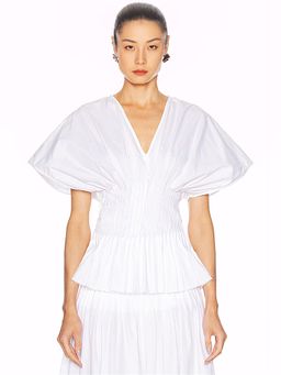 House of Dagmar - Poplin V Neck Top