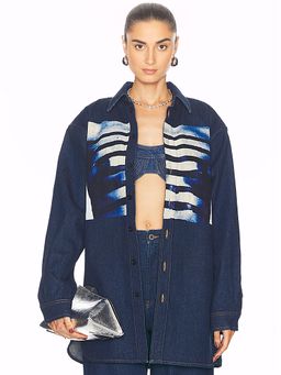 Jean Paul Gaultier - Body Mariniere Denim Printed Shirt