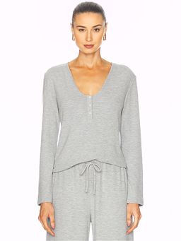 LESET - Lauren V Neck Henley Top