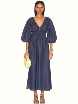 Matteau - Shirred Plunge Button Dress