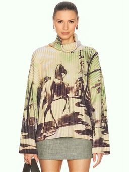 Monse - Horse Print Chunky Rib Knit Sweater