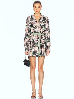 Norma Kamali - Super Oversized Boyfriend Shirt Flared Mini Dress