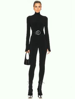 Norma Kamali - Long Sleeve Turtleneck Catsuit with Footie