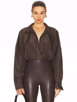 Norma Kamali - Super Oversized Boyfriend Shirt Bodysuit
