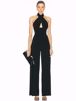 Norma Kamali - Cross Halter Straight Leg Jumpsuit