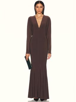 Norma Kamali - for FWRD Dolman V Neck Fishtail Gown