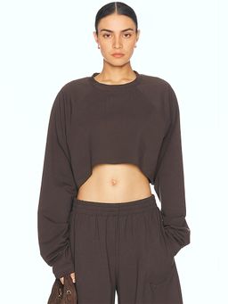 Norma Kamali - Oversized Raglan Sleeve Cropped Top