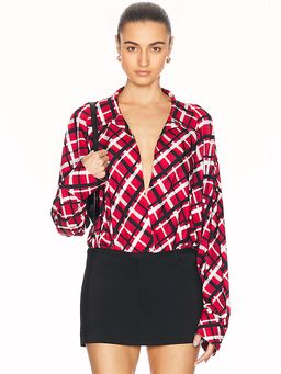 Norma Kamali - Super Oversized Boyfriend Shirt Bodysuit