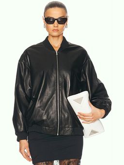 NOUR HAMMOUR - Marly Leather Bomber Jacket