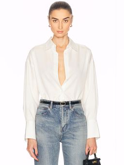 RENGGLI - Boxy Long Sleeve Button Up Top
