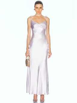 self-portrait - Satin Flower Maxi Dress