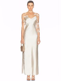 self-portrait - Satin Flower Maxi Dress