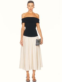 SIMKHAI - Adaline Off Shoulder Midi Dress