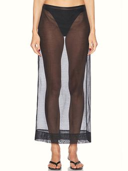 St. Agni - Sheer Leather Trim Skirt