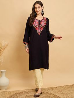 CLAPTON - Black Embroidered Kashmiri Phiran