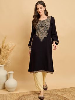 CLAPTON - Black Embroidered Kashmiri Phiran