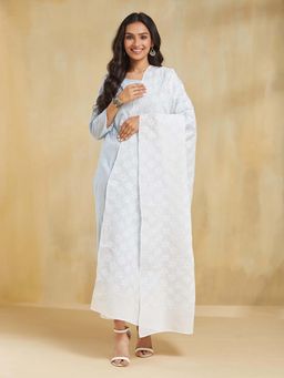 Fabindia - White Embroidered Dupatta