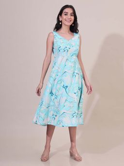 SAAKI - Blue Abstract Midi Dress