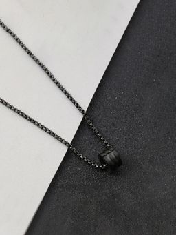 Jewels Galaxy - Black Silver Plated Stainless Steel Anti Rings Circular Pendant Necklace