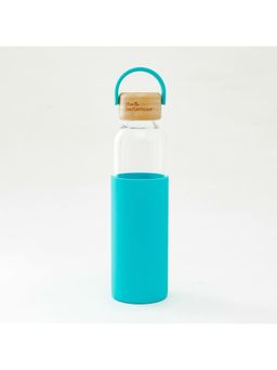 The Better Home - 550ml Borosilicate Bottle with sleeve and bamboo lid (YN-220703F)-Blue