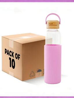 The Better Home - Pack of 10550ml Borosilicate Tumbler with sleeve and Bamboo lid-Purple