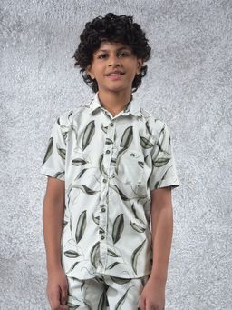 CRIMSOUNE CLUB - Boy's White Floral Print Shirt