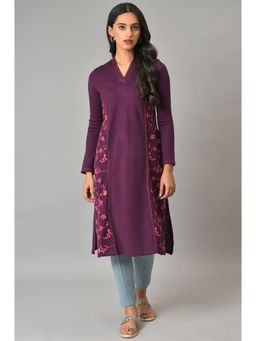 W - Purple Floral Winter Kurta