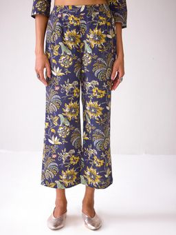 Ancestry - Navy Blue Floral Printed Pants