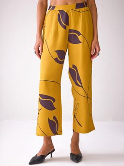 Ancestry - Leaf Printed Mustard Pants