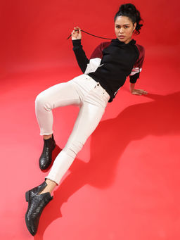 Campus Sutra - Multi Color Women Colorblock Stylish Casual Hooded Sweatshirts