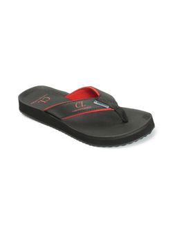 Carlton London - Mens Black Color Solid Slip-On Flip Flops Everyday Essentials