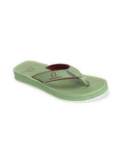 Carlton London - Mens Pista Green Color Solid Slip-On Flip Flops Everyday Essentials