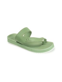 Carlton London - Mens Pista Green Color Solid Slip-On Flip Flops Everyday Essentials