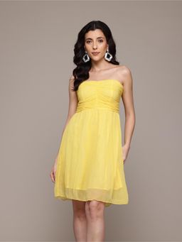 Label Ritu Kumar - Yellow Belvedere Strapless/Tube Short Dress