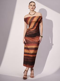 Uptownie - Women Brown Cotton Printed Dress